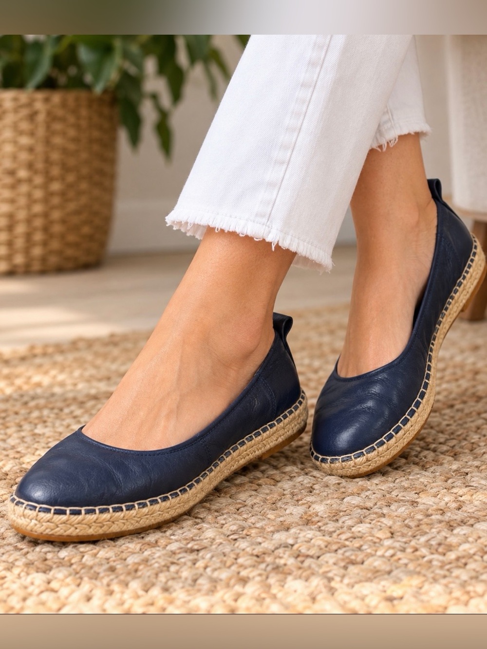 Cole Haan Grand.OS Navy Leather Espadrille Flats -6B